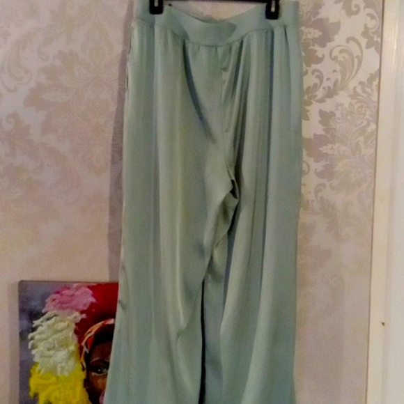 Calvin Klein Soft Green Wide Leg Trousers - Picture 4 of 5